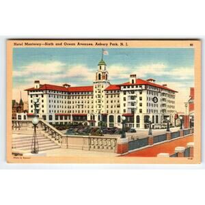 Hotel Monterey Postcard Asbury Park New Jersey Beach Town 1948 Vintage Building